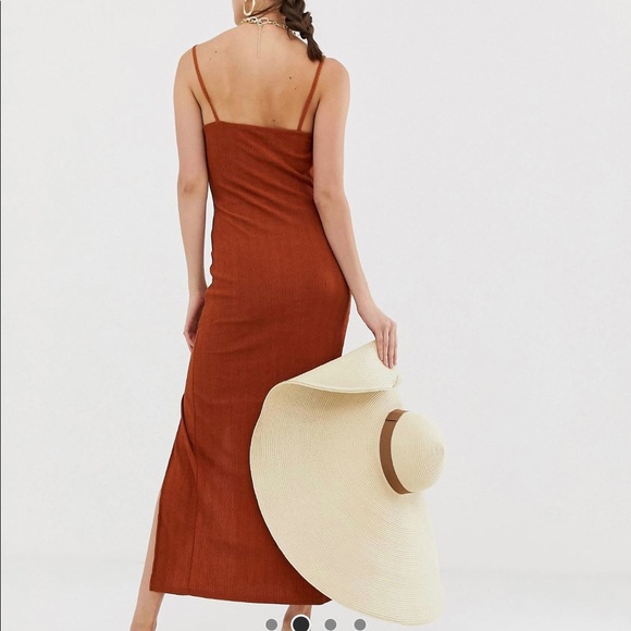 River Island Cami Dress with Slide Split in Rust - Picture 2 of 6